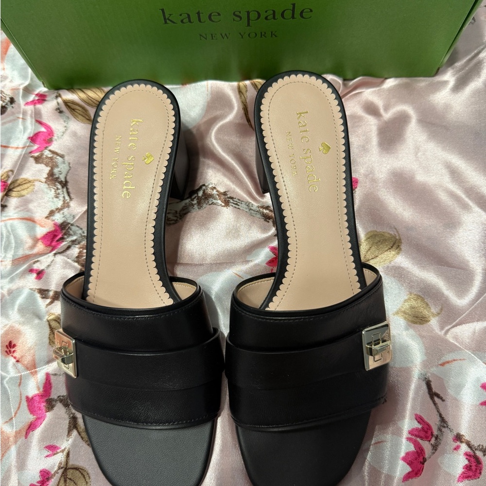 Kate Spade Black Leather Slides